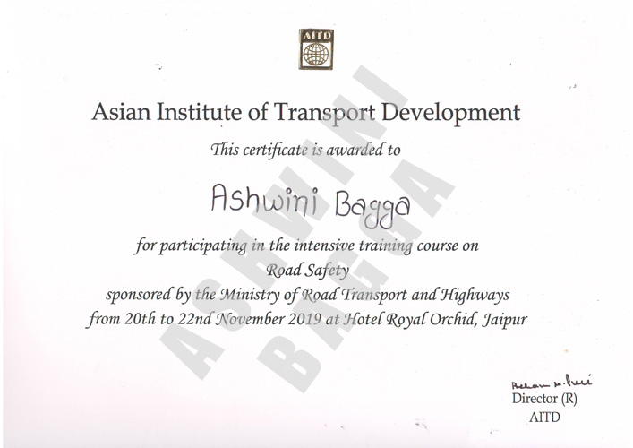 Training on Road Safety by Asian Institute of Transport Development