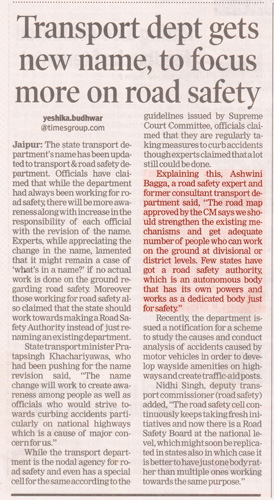 Media Coverage on Name Change of Transport Department